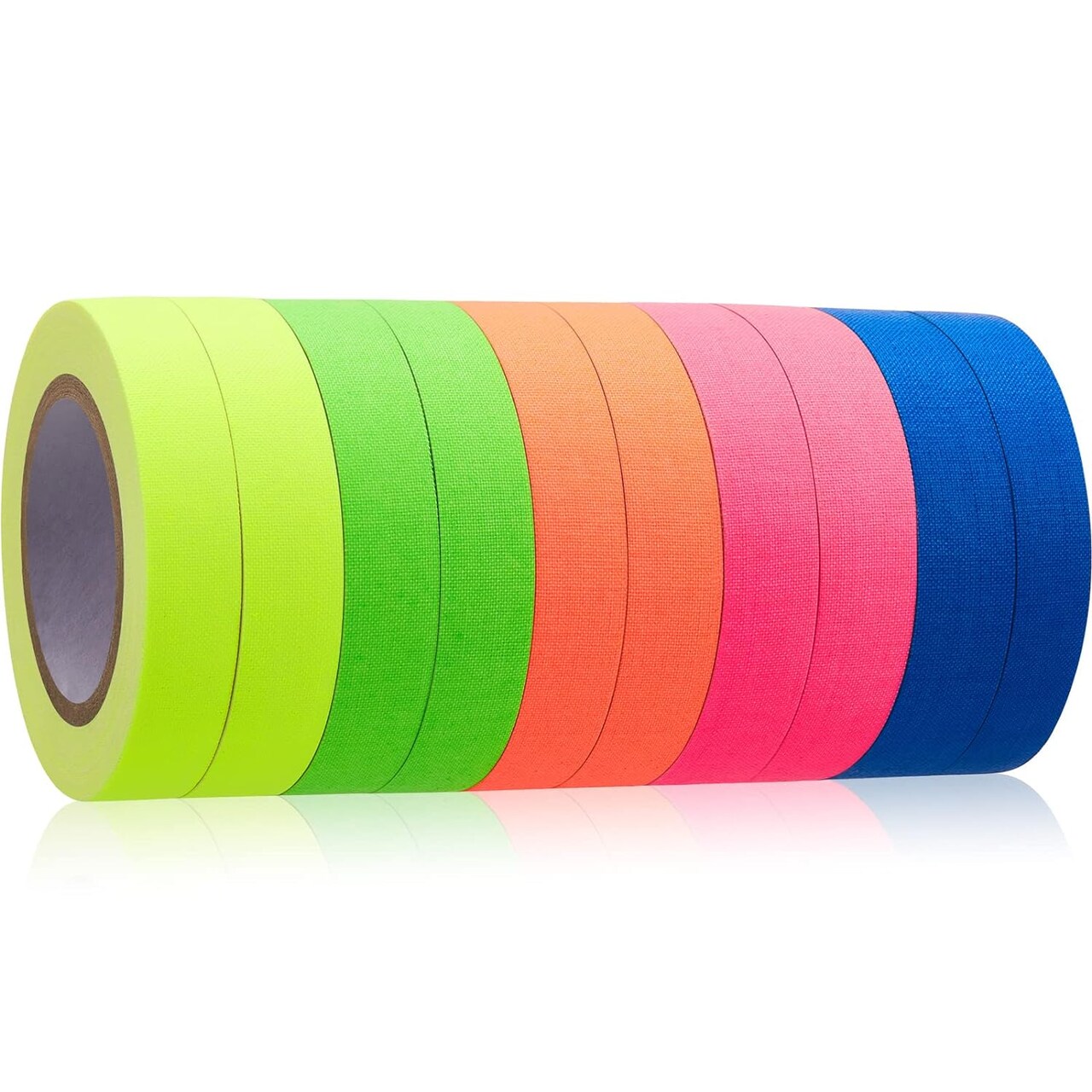 10 Pcs Spike Tape Multicolor Bright Multi Colors UV Reflective Tape Quality Fluorescent for Party Stage Color Coding Art Crafts, 5 Bright Colors, 18.04 ft (0.5 Inch)